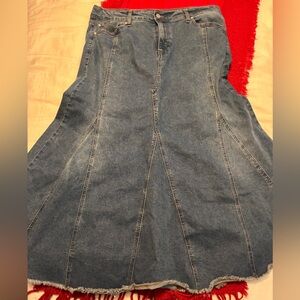 Elegant Blue Denim A-Line Skirt